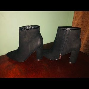 JustFab Black Suede Bootie (Wide)